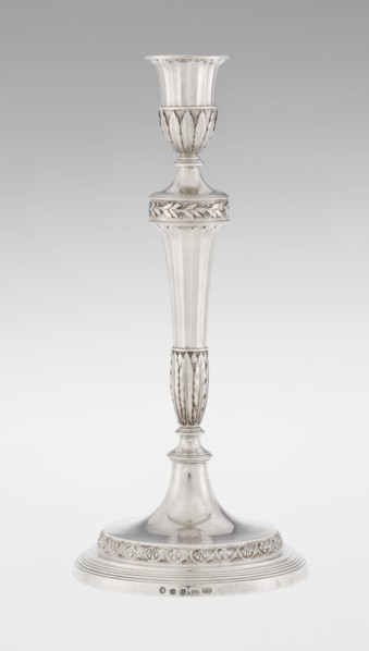 Single-candle candlestick by John Schofield fl. 1776–1796. Georgian/George III classicism style;