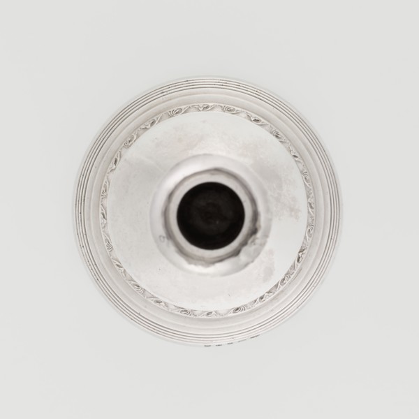 Single-candle candlestick by John Schofield fl. 1776–1796. Classicism/Georgian style with acanthus