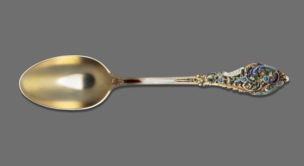 Tea spoon, Dominick & Haff fl. 1868–1928. Trianon pierced cutlery model, Neo-Rococo style. Tea