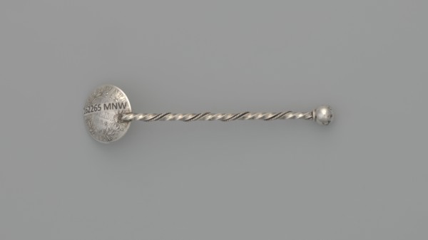 Souvenir spoon, Souvenir spoon with a scoop made from a 10-soldo coin obverse: profile of Pius IX