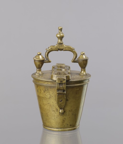 Seven weights in the form of bowls—truncated cones; the eighth largest serves as a container for