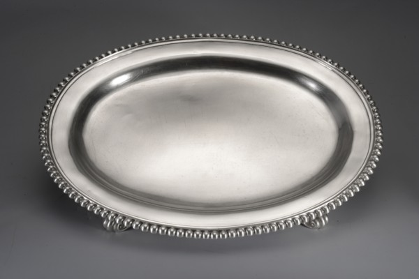 Oval tray by Jacob Haase 1704–1762, goldsmith active from 1730; died 1762; widow active to 1774.