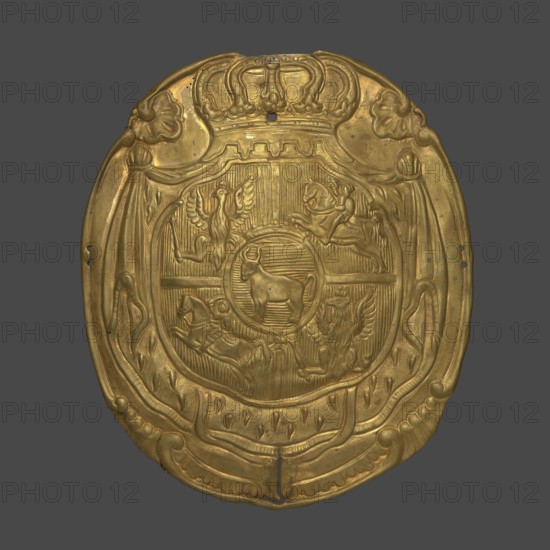 A plate for a patrontasz cargo bag with the Ciolek coat of arms and the coat of arms of the