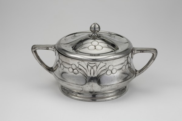 Art Nouveau sugar bowl by Berndorfer Metallwarenfabrik Arthur Krupp Berndorf; silver and