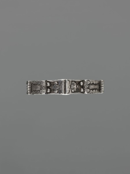 Bracelet, scrap technique; Chinese/Mongolian 19th century ; dragon with pearl motif dragon imagery,