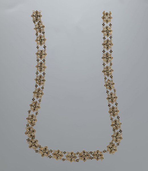 Necklace, rosette motif, jewelry, women's accessory, mid-19th century, Italy, weight 16.57 g,