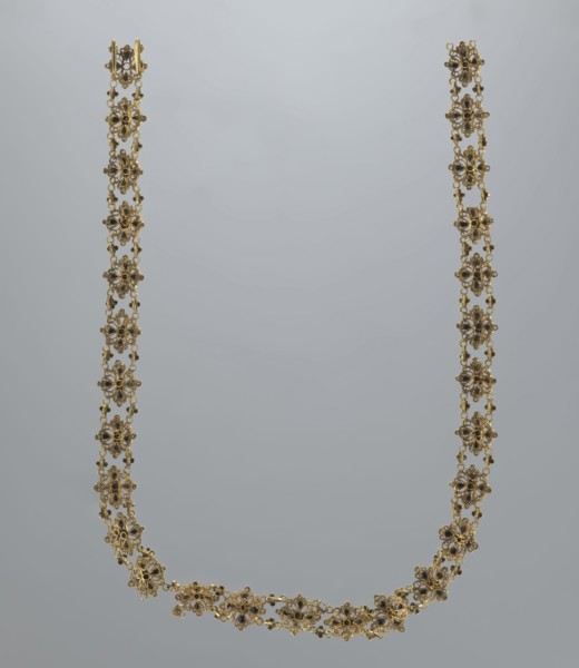 Necklace, rosette iconographic, jewelry, women's accessories, mid-19th century, Italy, weight 16.57