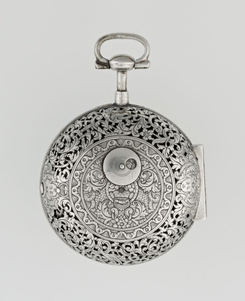 Pocket watch, maker: Willougby, Carl; openwork case; repossession provenance; acanthus scrolls,