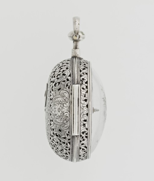 Pocket watch, maker: Carl Willougby; repossession provenance; openwork case; acanthus scrolls, fish