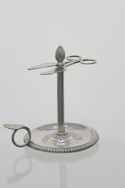 Scissor-shaped candlestick stoczek, Jan Radecki fl. 1815–1837, goldsmith. Candlestick for a thin