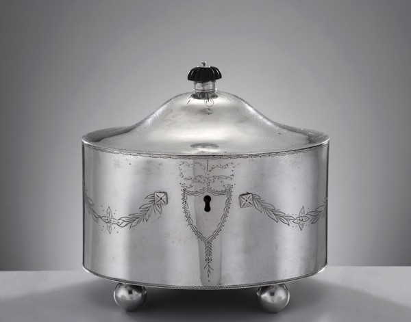 Classicist sugar bowl by Christian Jacob Haase fl. 1797–1810, Late Classicist style. Oval sugar