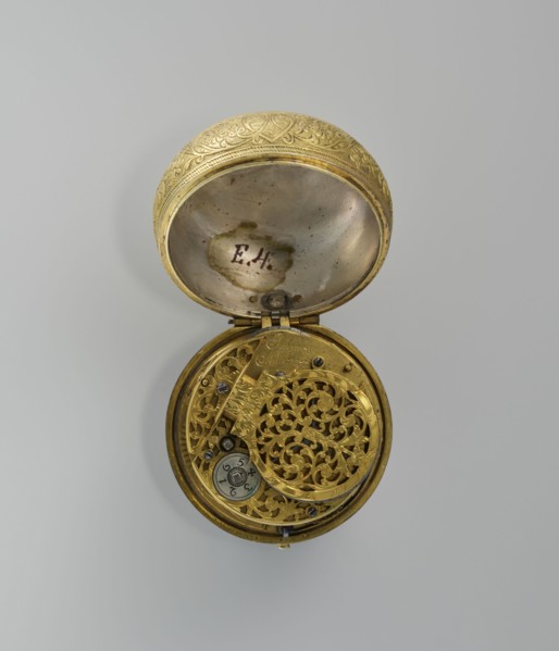 Pocket watch by Jacques Marcet fl. ca. 1725–ca. 1750. Gilded silver pocket watch, almost spherical,
