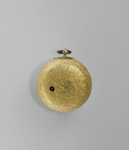 Pocket watch by Jacques Marcet fl. ca. 1725–ca. 1750. Gilded silver, almost spherical, double-case