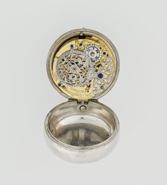 Pocket watch by John Bushman 1692–1720, c. 1700. Silver pocket watch in three cases: outer case