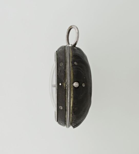 Pocket watch by John Bushman 1692–1720. Silver pocket watch in three cases: outer case covered with