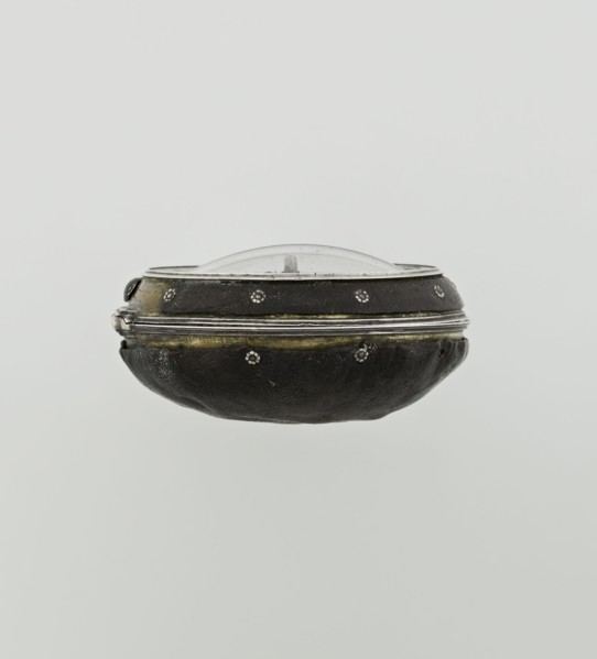 Pocket watch by John Bushman 1692–1720. Silver pocket watch in three cases: outer case covered with