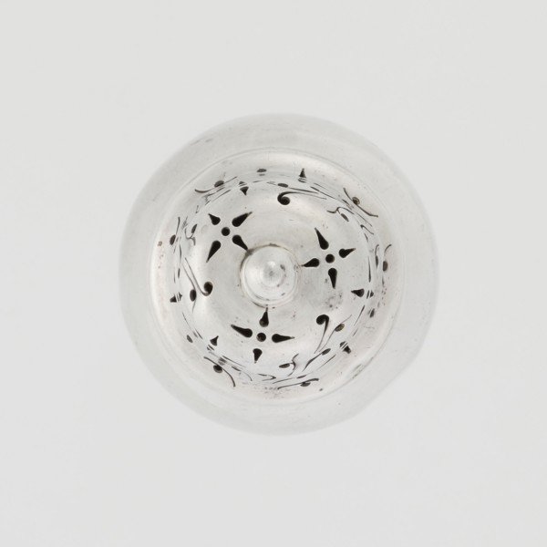 Powdered sugar bowl, powdered sugar bowl with domed openwork cover topped with a finial. Maker: