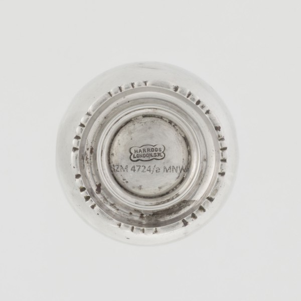 Powdered sugar bowl, pear-shaped on a circular profiled foot, with a domed openwork cover topped