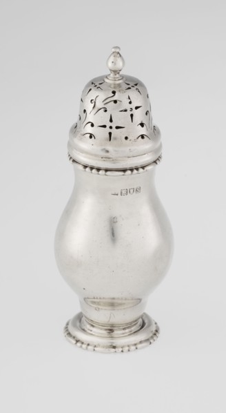 Powdered sugar bowl, Harrod's Stores Ltd London; maker/seller, fl. 1849-, maker: Richard Burbidge