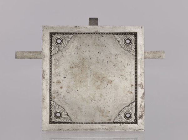 Square-faced door lock with latches and key, made by Michal Taszynski fl. 1820–1838. Dated 1861.