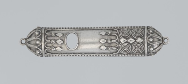 Mezuzah, 19th century, Israel; Judaica; height 0.6 cm, width 6.6 cm, depth 1.3 cm, weight 9 g., A