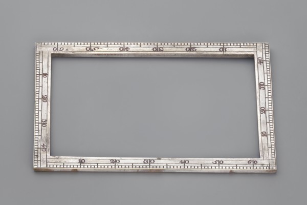 Ruler with scale. Rectangular frame with scale made of silver-plated brass, 18th century, Western