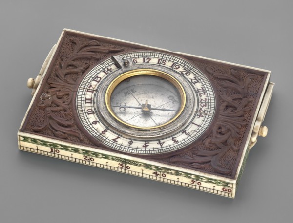 Compass, measuring instrument, ca. mid-18th century, Western Europe. Compass with a bone scale