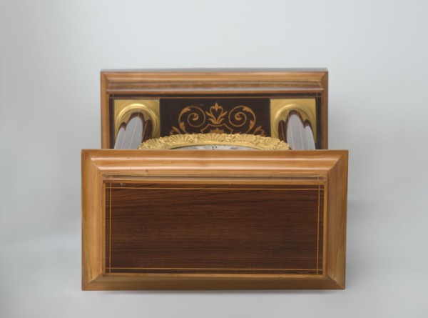 Mantel clock by Alexandre Pertrand fl. ca. 1840. Mantel clock in the form of a four-column portico