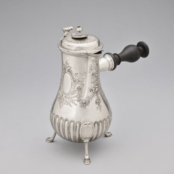 Chocolate jug by Edme-Pierre Balzac fl. 1739–1781, goldsmith. Pear-shaped chocolate vessel