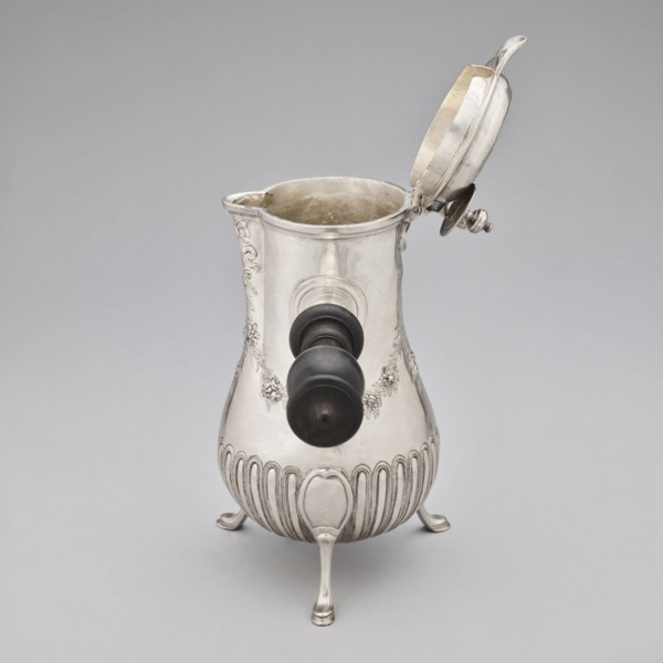 Chocolate jug by Edme-Pierre Balzac fl. 1739–1781, goldsmith. Pear-shaped chocolate vessel