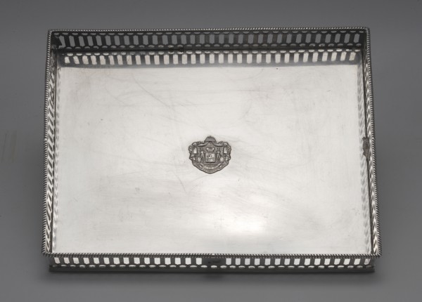 Tray with a gallery, Sponholtz, Friedrich Wilhelm 1730–1789 goldsmith. Rectangular, surrounded by