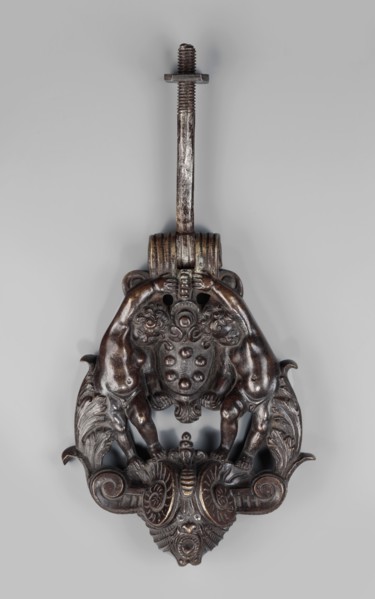 Renaissance door knocker with the Medici coat of arms, Renaissance style. Bronze door knocker with