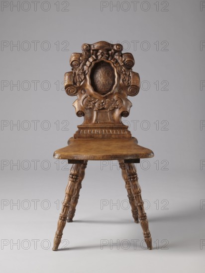 Stool, scrollwork ornament, neo-Renaissance style, cabochon ornament, ca. 1850, Warsaw possible