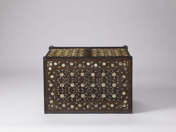 Cabinet, plant decoration, columns, rosettes, early 20th century, India, Europe, piece of