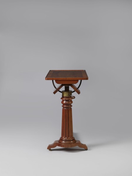 Bedside table, Biedermeier style, mahogany. Composed of an elongated platform outline similar to a