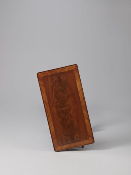 Bedside table, Biedermeier, mahogany; composed of an elongated platform outline similar to a