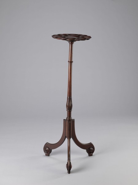 Side table, TABLE with a top in the form of a round saucer mounted on a turned stem forked into a