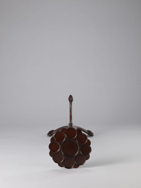 Side table, TABLE with a top in the form of a round saucer mounted on a turned stem forked into a