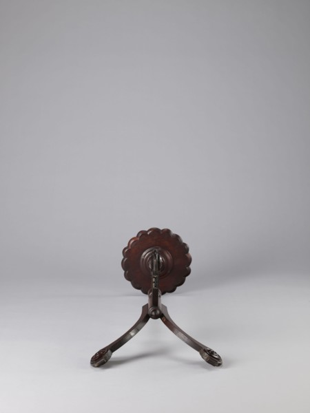 Side table, TABLE with a top in the form of a round saucer mounted on a turned stem forked into a