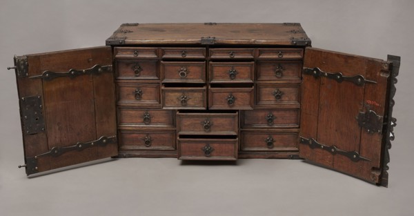 Cabinet, Baroque, 2nd quarter of the 17th century, Gdansk. A cuboid cabinet with a boarded body,
