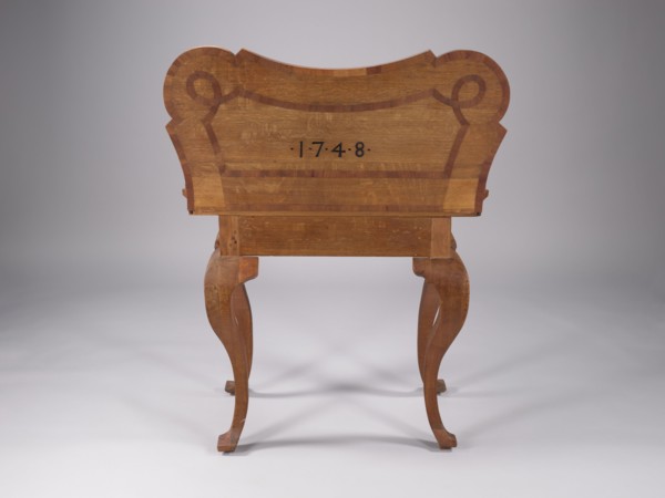 Game table, baroque style, possibly made 1748. Rectangular frame with an extendable tabletop that