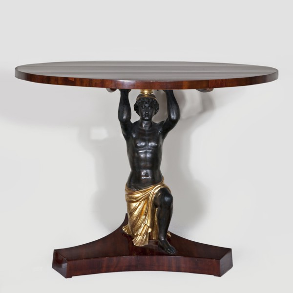 Table, creator unknown, empire style, male figures, circa 1816–1825, possibly Warsaw or Vienna,