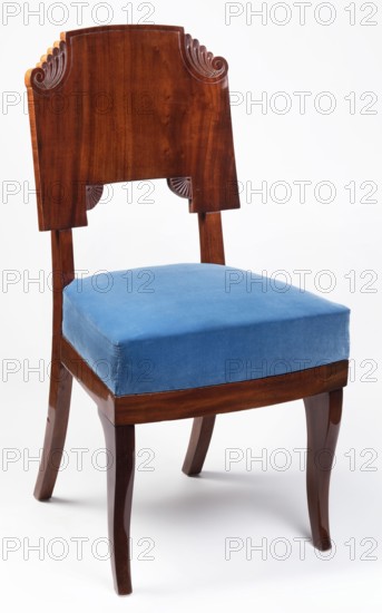 Chair, Biedermeier style, plant decoration, 1825–1840, possibly Warsaw or Vilnius, seating