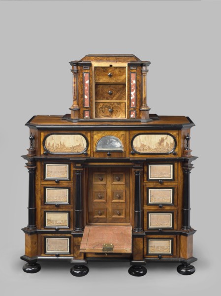 Cabinet, baroque, columns, birds, early 18th century, Southern Germany, possibly Augsburg, piece of