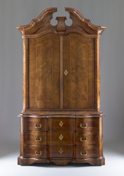 Sideboard, gift, architectural elements, plant decoration, two-part sideboard with chamfered and