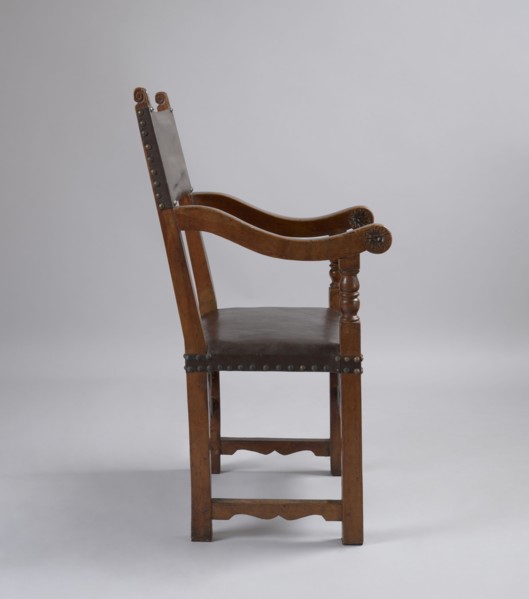 Armchair, wattle ornament, rosettes ornament, acanthus ornament, balusters, Baroque style. Armchair