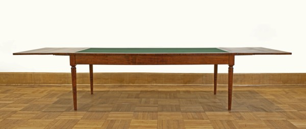 Table, Biedermeier style, attributed to around 1830–1837, rectangular table with drop-down flaps on