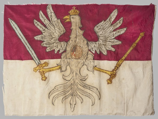 Infantry regiment pennant, double-sided banner. Blue fabric made of two silk grosgrain fabrics sewn