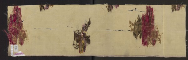 Fragment of fabric, patterned silk fabric with preserved selvedge, floral patterns, 18th-century
