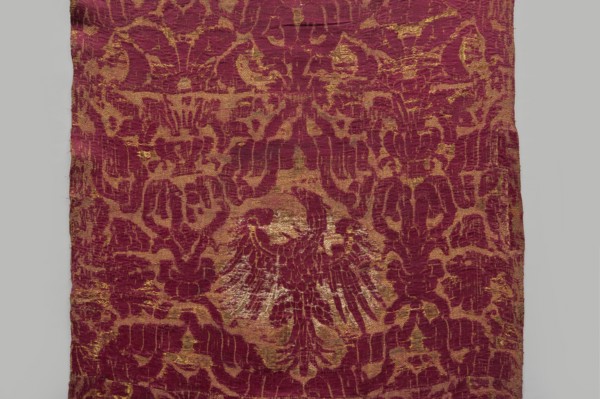Fragment of fabric, 16th century, Italy. Brocade fragment sewn from several smaller pieces, a ply